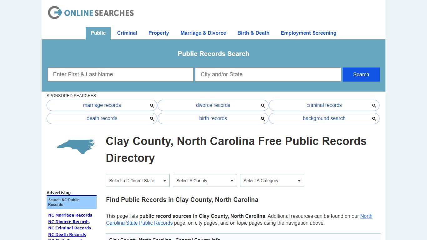 Clay County, North Carolina Public Records Directory